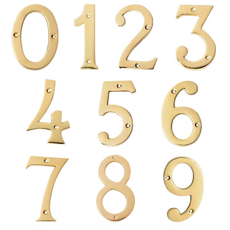 A10SHOP Motif 4-Inch Solid Brass Lacquered Polished Mailbox Numbers House Numbers For Outside, Address Plaques for House Numbers, Outdoor Decor (Number 6) - Image 5